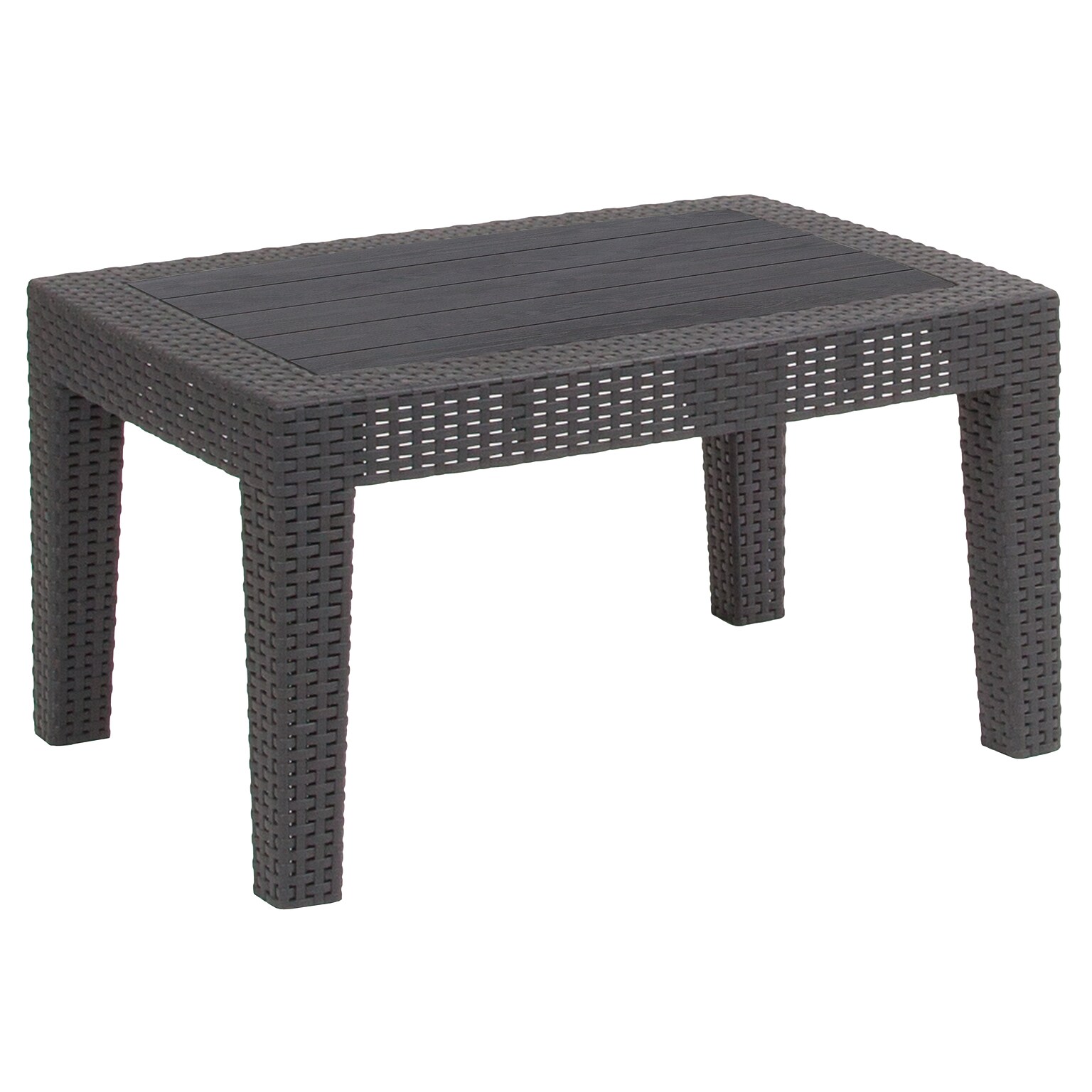 Flash Furniture Seneca Faux Rattan Coffee Table, Dark Gray (DADSF2TDKGY)