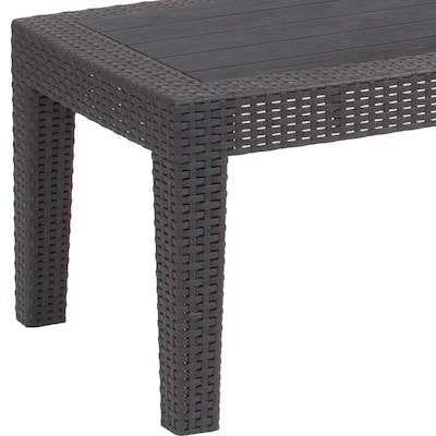Flash Furniture Seneca Faux Rattan Coffee Table, Dark Gray (DADSF2TDKGY)