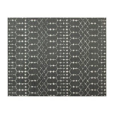 Flash Furniture Beth Collection Polyester 121" x 96" Rectangular Machine Made Rug, Dark Gray/Ivory (