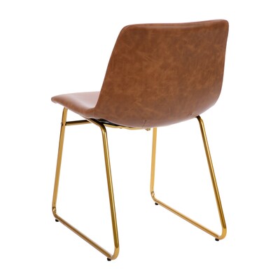 Flash Furniture Mid-Century Modern LeatherSoft Dining Chair, Light Brown, 2/Pack (ETER1834518LB)