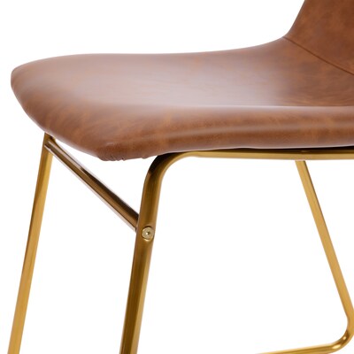 Flash Furniture Mid-Century Modern LeatherSoft Dining Chair, Light Brown, 2/Pack (ETER1834518LB)