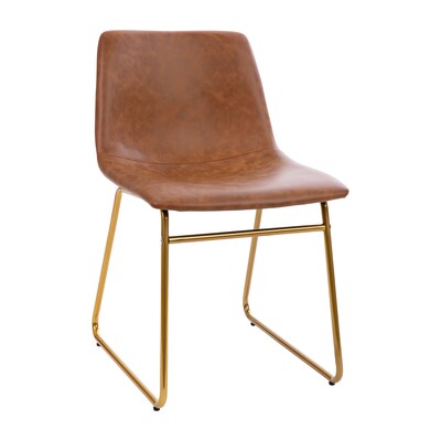 Flash Furniture Mid-Century Modern LeatherSoft Dining Chair, Light Brown, 2/Pack (ETER1834518LB)