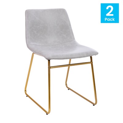 Flash Furniture Mid-Century Modern LeatherSoft Dining Chair, Light Gray, 2/Pack (ETER1834518LG)