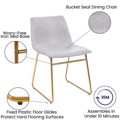 Flash Furniture Mid-Century Modern LeatherSoft Dining Chair, Light Gray, 2/Pack (ETER1834518LG)