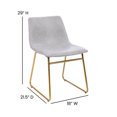 Flash Furniture Mid-Century Modern LeatherSoft Dining Chair, Light Gray, 2/Pack (ETER1834518LG)