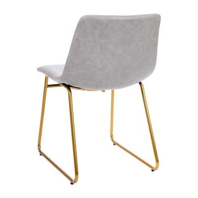 Flash Furniture Mid-Century Modern LeatherSoft Dining Chair, Light Gray, 2/Pack (ETER1834518LG)