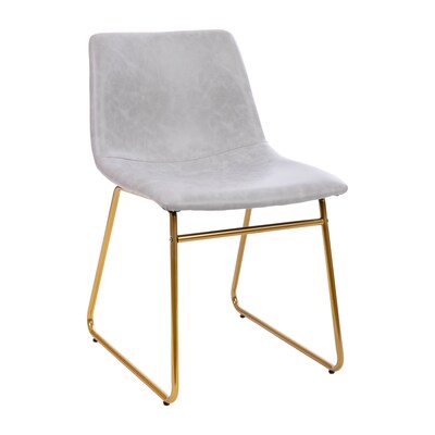 Flash Furniture Mid-Century Modern LeatherSoft Dining Chair, Light Gray, 2/Pack (ETER1834518LG)