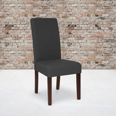 Flash Furniture Greenwich Series Mid-Century Modern Fabric Parsons Dining Chair, Gray, 2/Pack (2QYA379061GY)