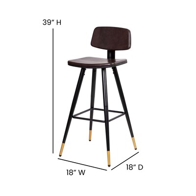 Flash Furniture Kora LeatherSoft Barstool, Brown, 2-Pieces (AYS02BR)
