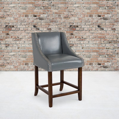 Flash Furniture Carmel Series Transitional LeatherSoft Counter Height Stool, Light Gray (CH18202024LTGY)