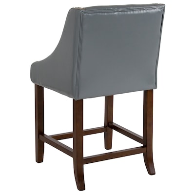 Flash Furniture Carmel Series Transitional LeatherSoft Counter Height Stool, Light Gray (CH18202024LTGY)