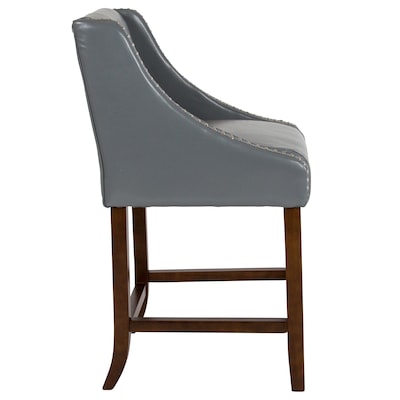 Flash Furniture Carmel Series Transitional LeatherSoft Counter Height Stool, Light Gray (CH18202024LTGY)