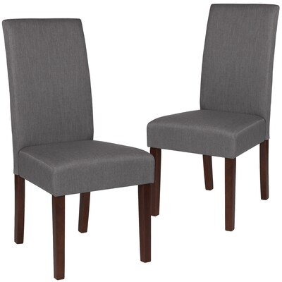 Flash Furniture Greenwich Series Mid-Century Modern Fabric Parsons Dining Chair, Light Gray, 2/Pack