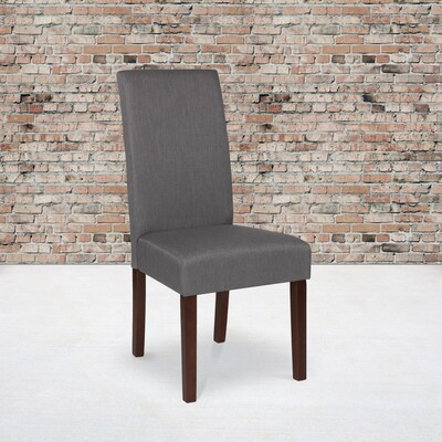 Flash Furniture Greenwich Series Mid-Century Modern Fabric Parsons Dining Chair, Light Gray, 2/Pack