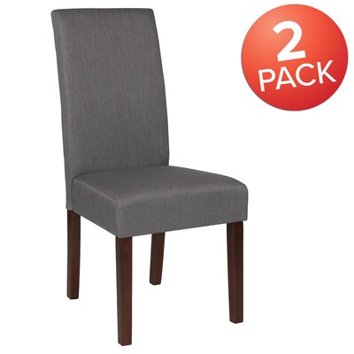 Flash Furniture Greenwich Series Mid-Century Modern Fabric Parsons Dining Chair, Light Gray, 2/Pack (2QYA379061LGY)
