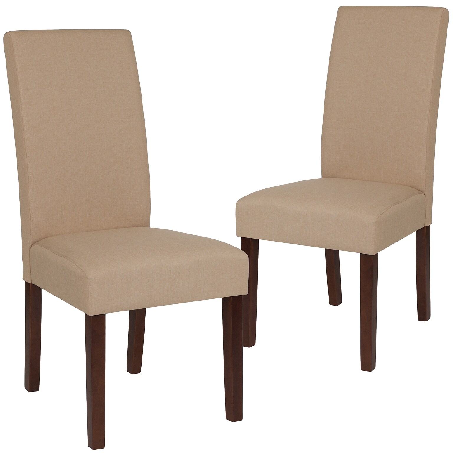 Flash Furniture Greenwich Series Mid-Century Modern Fabric Parsons Dining Chair, Beige, 2/Pack (2QYA379061BGE)