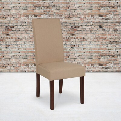 Flash Furniture Greenwich Series Mid-Century Modern Fabric Parsons Dining Chair, Beige, 2/Pack (2QYA379061BGE)