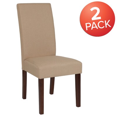 Flash Furniture Greenwich Series Mid-Century Modern Fabric Parsons Dining Chair, Beige, 2/Pack (2QYA379061BGE)