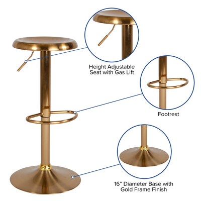 Flash Furniture Madrid Series Retro Barstool, Gold (CH181220GD)