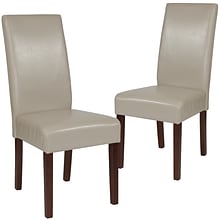 Flash Furniture Greenwich Series Mid-Century Modern LeatherSoft Parsons Dining Chair, Beige, 2/Pack