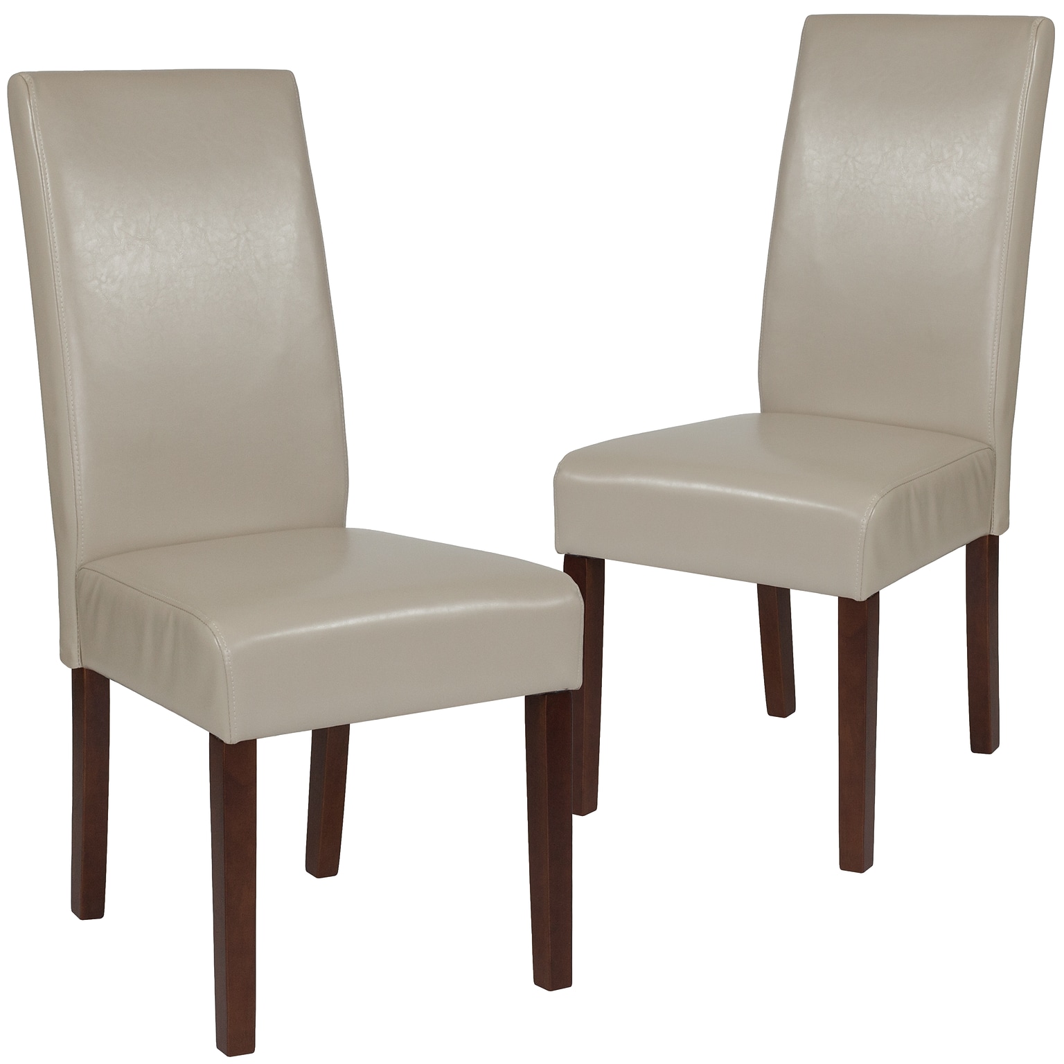 Flash Furniture Greenwich Series Mid-Century Modern LeatherSoft Parsons Dining Chair, Beige, 2/Pack (2QYA379061BGL)