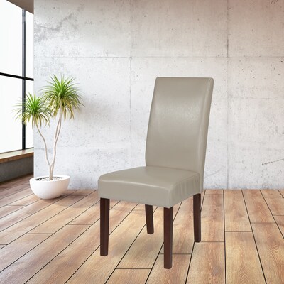 Flash Furniture Greenwich Series Mid-Century Modern LeatherSoft Parsons Dining Chair, Beige, 2/Pack