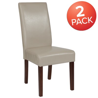 Flash Furniture Greenwich Series Mid-Century Modern LeatherSoft Parsons Dining Chair, Beige, 2/Pack (2QYA379061BGL)