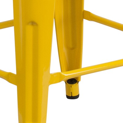Flash Furniture Lily Industrial Metal Counter Height Stool without Back, Yellow, 4-Pieces/Pack (4CH3132024YLW)