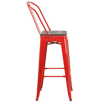 Flash Furniture Lily Contemporary Metal Vertical Back Barstool, Red, 4-Pieces/Pack (4CH3132030GBRDW)