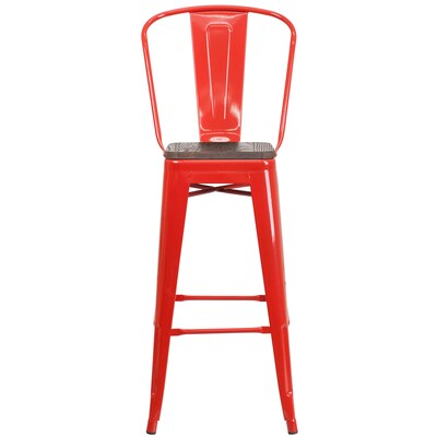Flash Furniture Lily Contemporary Metal Vertical Back Barstool, Red, 4-Pieces/Pack (4CH3132030GBRDW)