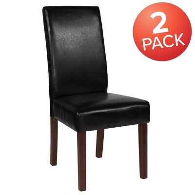 Flash Furniture Greenwich Series Mid-Century Modern LeatherSoft Parsons Dining Chair, Black, 2/Pack (2QYA379061BKL)