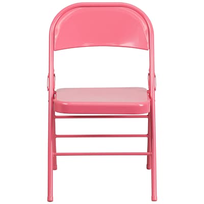Flash Furniture HERCULES COLORBURST Series Metal Folding Chair, Bubblegum Pink, Set of 2 (2HF3PINK)