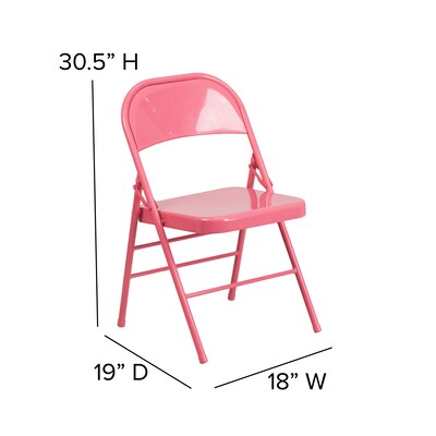 Flash Furniture HERCULES COLORBURST Series Metal Folding Chair, Bubblegum Pink, Set of 2 (2HF3PINK)
