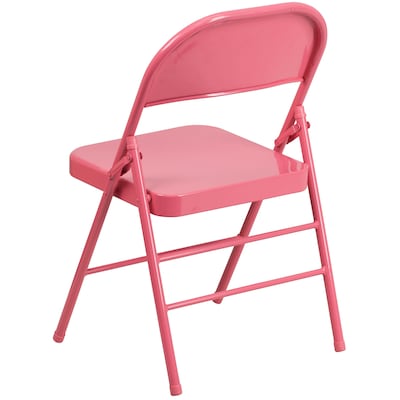 Flash Furniture HERCULES COLORBURST Series Metal Folding Chair, Bubblegum Pink, Set of 2 (2HF3PINK)