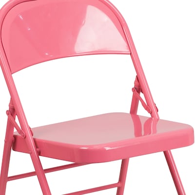 Flash Furniture HERCULES COLORBURST Series Metal Folding Chair, Bubblegum Pink, Set of 2 (2HF3PINK)