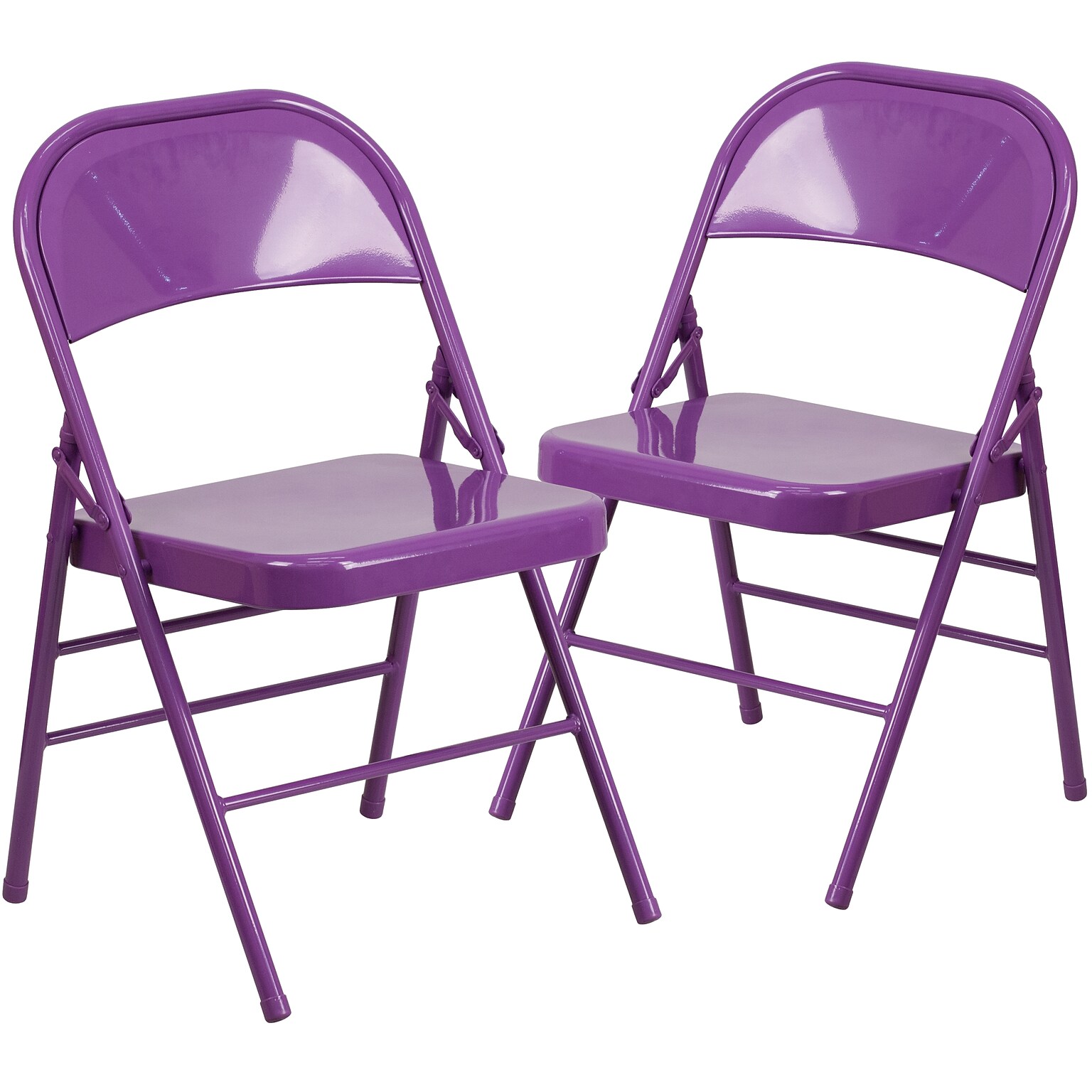 Flash Furniture HERCULES COLORBURST Series Metal Folding Chair, Impulsive Purple, Set of 2 (2HF3PUR)