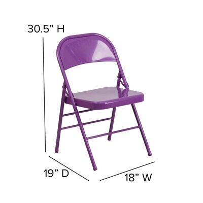 Flash Furniture HERCULES COLORBURST Series Metal Folding Chair, Impulsive Purple, Set of 2 (2HF3PUR)