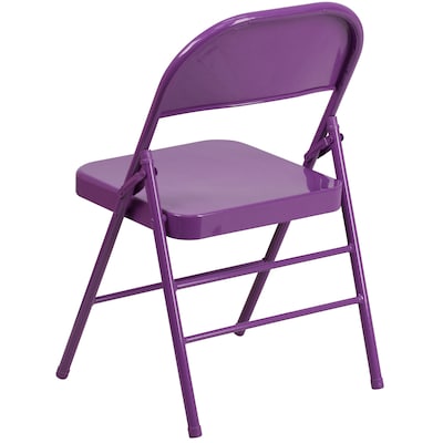 Flash Furniture HERCULES COLORBURST Series Metal Folding Chair, Impulsive Purple, Set of 2 (2HF3PUR)