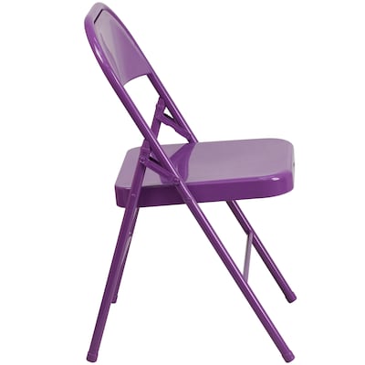 Flash Furniture HERCULES COLORBURST Series Metal Folding Chair, Impulsive Purple, Set of 2 (2HF3PUR)