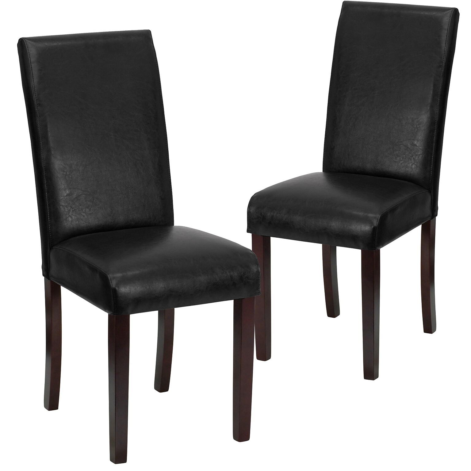 Flash Furniture Contemporary LeatherSoft Parsons Dining Chair, Black, 2/Pack (2BT350BKLEA023)