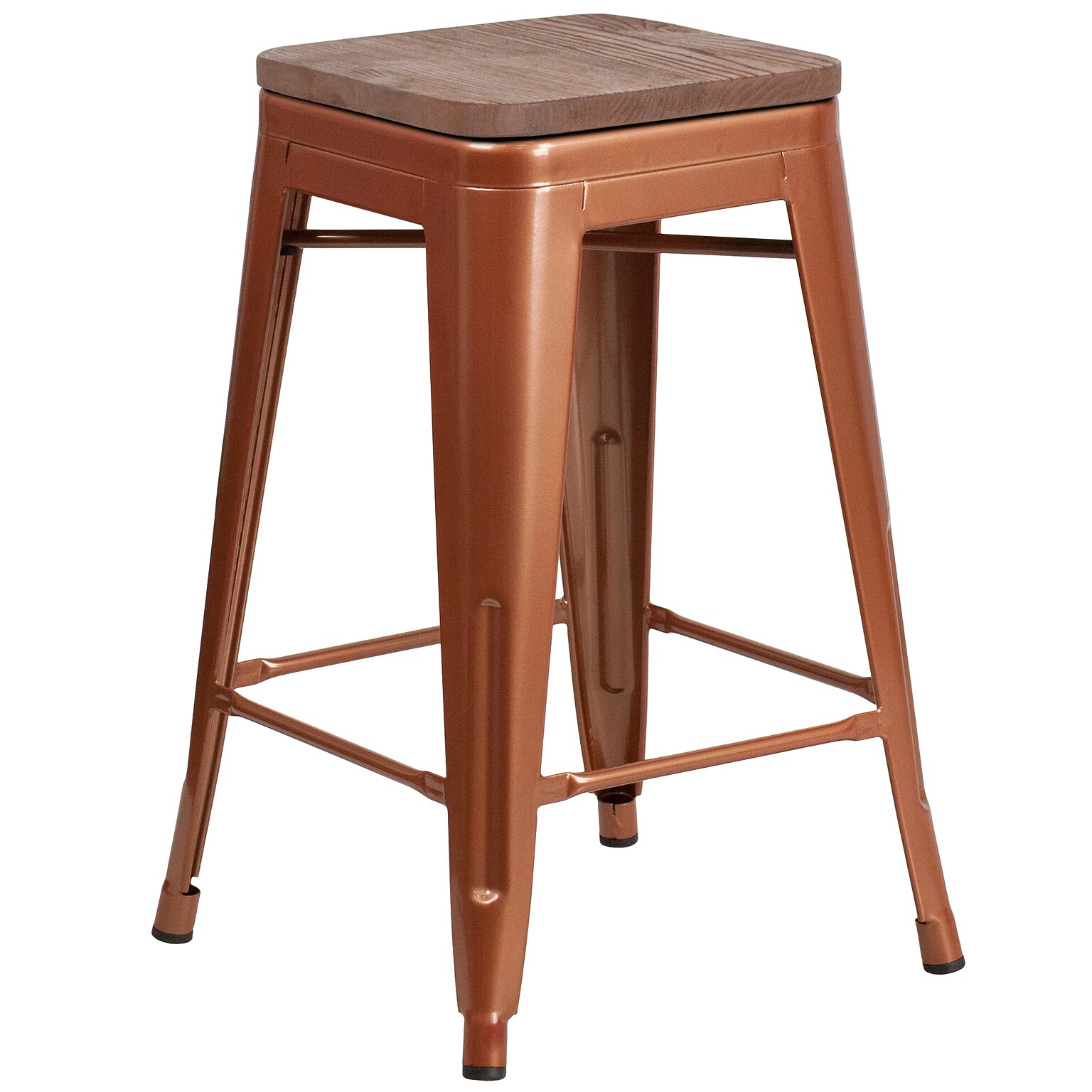 Flash Furniture Sinclair Industrial Metal Counter Height Stool without Back, Copper (ETBT350324POCW)