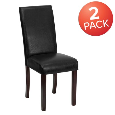 Flash Furniture Contemporary LeatherSoft Parsons Dining Chair, Black, 2/Pack (2BT350BKLEA023)