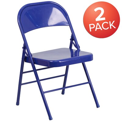 Flash Furniture HERCULES COLORBURST Series Metal Folding Chair, Cobalt Blue, Set of 2 (2HF3BLUE)