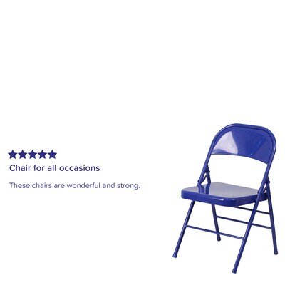 Flash Furniture HERCULES COLORBURST Series Metal Folding Chair, Cobalt Blue, Set of 2 (2HF3BLUE)