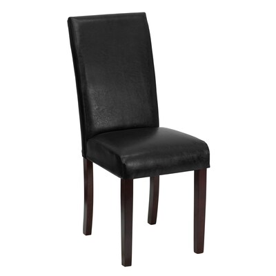 Flash Furniture Contemporary LeatherSoft Parsons Dining Chair, Black, 2/Pack (2BT350BKLEA023)