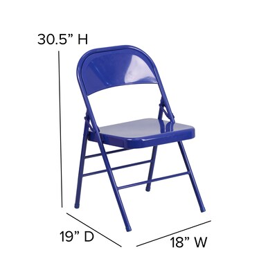Flash Furniture HERCULES COLORBURST Series Metal Folding Chair, Cobalt Blue, Set of 2 (2HF3BLUE)