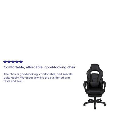 Flash Furniture X40 Ergonomic LeatherSoft Swivel Gaming Massaging Chair, Black (CH00288BKBK)