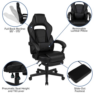 Flash Furniture X40 Ergonomic LeatherSoft Swivel Gaming Massaging Chair, Black (CH00288BKBK)