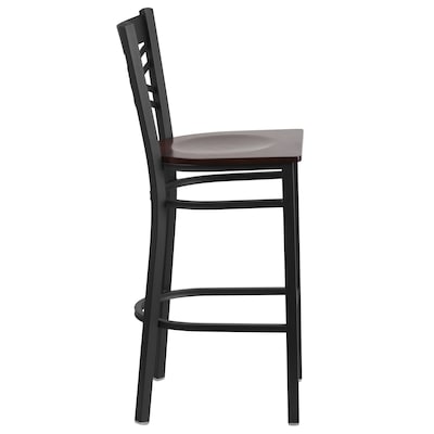 Flash Furniture HERCULES Series Traditional Metal X-Back Barstool, Black/Walnut Wood Seat, 2-Pieces/Pack (2XU6FOBXBARWAW)