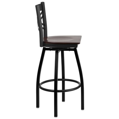 Flash Furniture HERCULES Series Traditional Metal X-Back Barstool, Black/Walnut Wood Seat, 2-Pieces/Pack (2XU6F8BXSWVWAW)